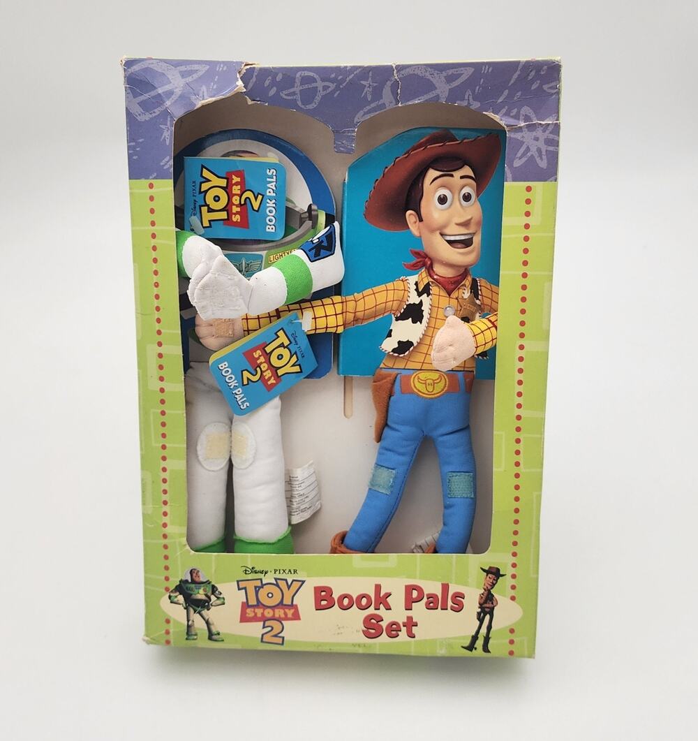 Toy Story 2 BUZZ LIGHTYEAR and Woody Shelf Book Pals Set 2000 Disney Pixar Kids
